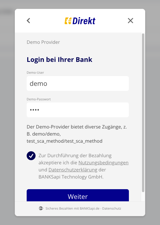 Bank login