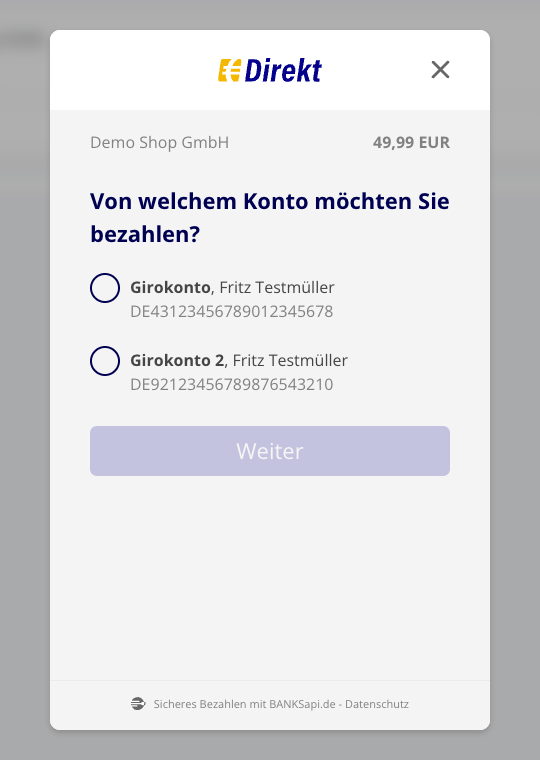 Select account
