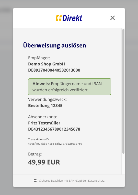Confirm transfer