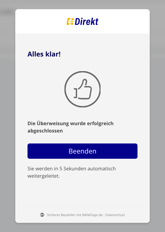 Payment successful